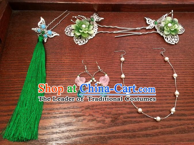 Handmade Traditional Chinese Classical Hair Accessories Ancient Bride Hanfu Butterfly Hairpins Step Shake for Women