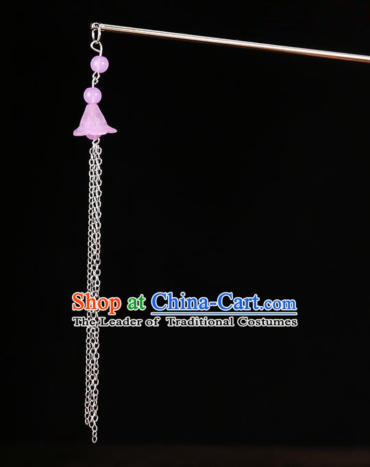 Handmade Asian Chinese Classical Hair Accessories Ancient Pink Tassel Step Shake Hairpins for Women