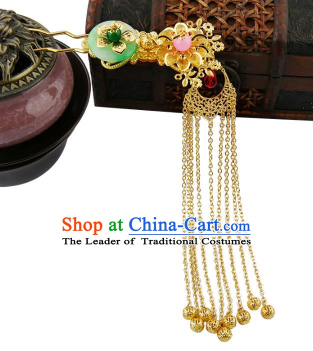 Asian Chinese Handmade Palace Lady Classical Hair Accessories Hanfu Tassel Hairpins Headwear for Women