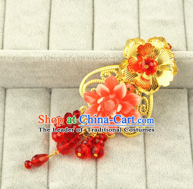 Asian Chinese Handmade Classical Hair Accessories Bride Frontlet Hanfu Hairpins for Women