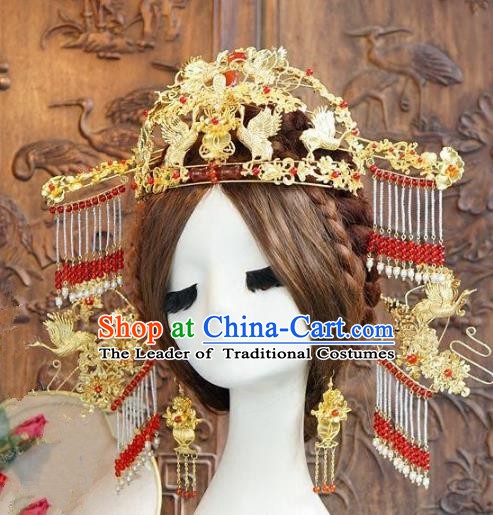 Chinese Ancient Handmade Classical Hair Accessories Palace Lady Hairpins Phoenix Coronet Bride Headdress for Women