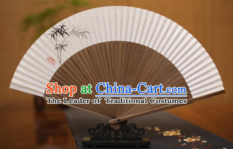 Traditional Chinese Crafts Printing Bamboo Folding Fan Paper Fans for Men