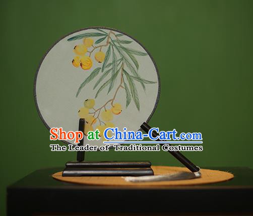 Traditional Chinese Crafts Round Silk Fan, China Palace Fans Princess Printing Fruit Circular Fans for Women