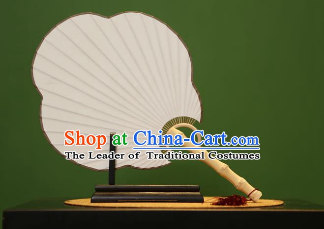 Traditional Chinese Crafts Malus Spectabilis Xuan Paper Fan, Chinese Art Paper Palace Fans Bamboo Handle Fans for Women