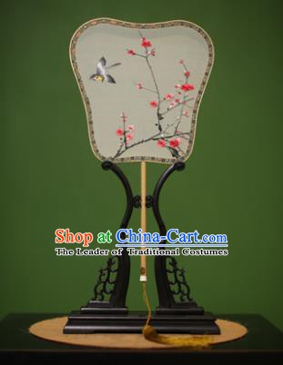 Traditional Chinese Crafts Suzhou Embroidery Silk Fan, China Palace Fans Princess Embroidered Wintersweet Fans for Women