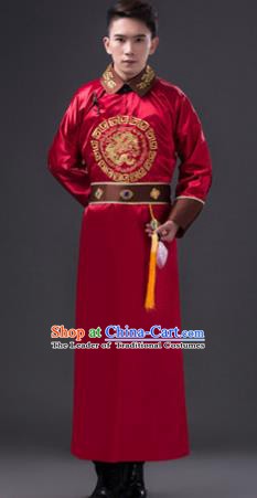 Traditional Chinese Qing Dynasty Royal Prince Costume, China Ancient Manchu Nobility Embroidered Clothing for Men