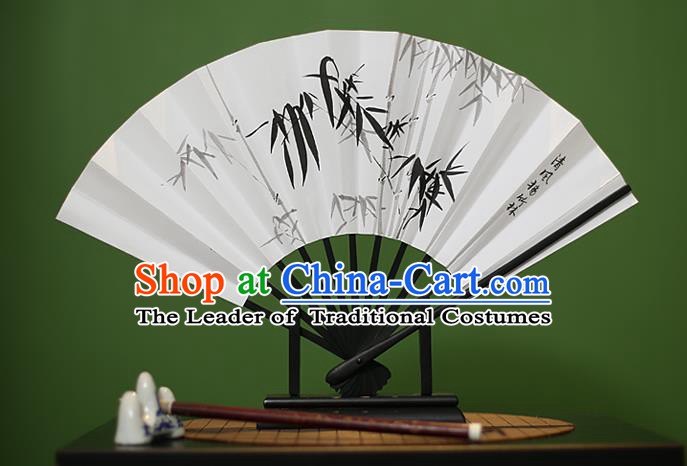 Traditional Chinese Crafts Ink Painting Bamboo Paper Folding Fan, China Handmade Classical Fans for Women