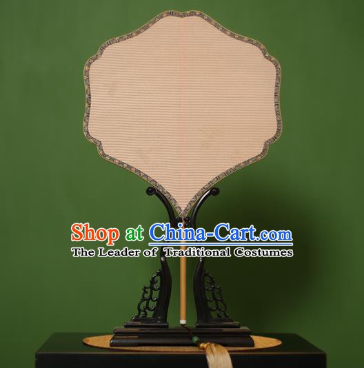 Traditional Chinese Crafts Lace Palace Fan, China Handmade Princess Palm-Leaf Fans for Women