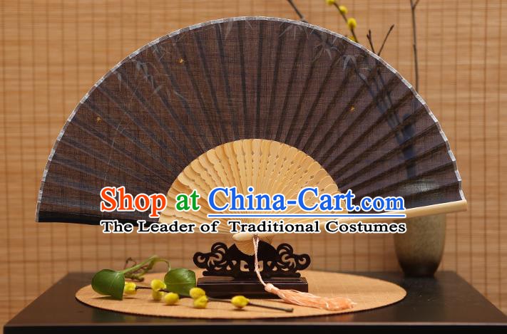 Traditional Chinese Crafts Classical Linen Folding Fan, China Handmade Printing Bamboo Fans for Women