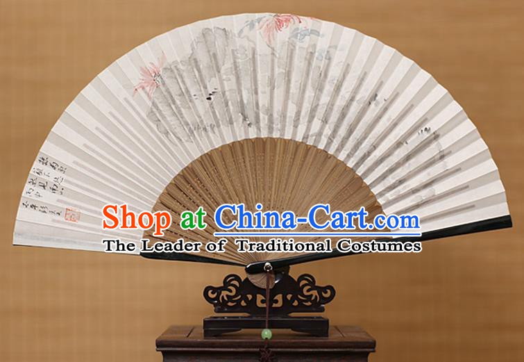 Traditional Chinese Crafts Classical Paper Folding Fan, China Handmade Painting Chrysanthemum Fans for Women