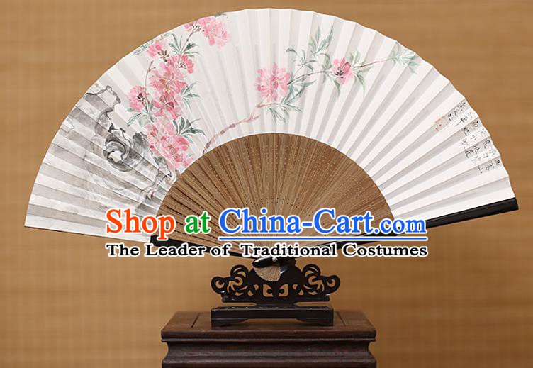 Traditional Chinese Crafts Classical Paper Folding Fan, China Handmade Painting Peach Blossom Fans for Women