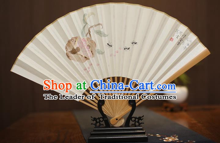 Traditional Chinese Crafts Collectables Autograph Xuan Paper Folding Fan, China Handmade Painting Fans for Men