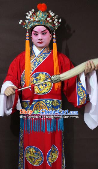 Traditional China Beijing Opera Court Eunuch Embroidered Costume, Chinese Peking Opera Old Men Clothing