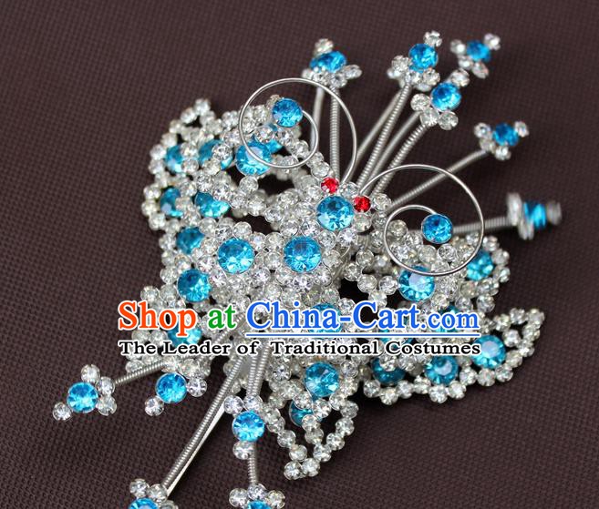 Traditional China Beijing Opera Actress Hair Accessories Hairpins, Chinese Peking Opera Diva Butterfly Hair Stick Headwear