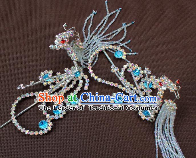 Traditional Chinese Handmade Hair Accessories Princess Hairpins Phoenix Tassel Step Shake for Women