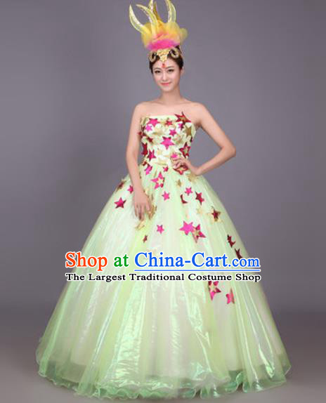 Professional Modern Dance Green Dress Opening Dance Stage Performance Chorus Costume for Women