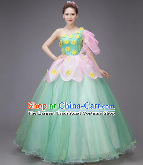 Professional Modern Dance Dress Opening Dance Stage Performance Chorus Green Veil Costume for Women