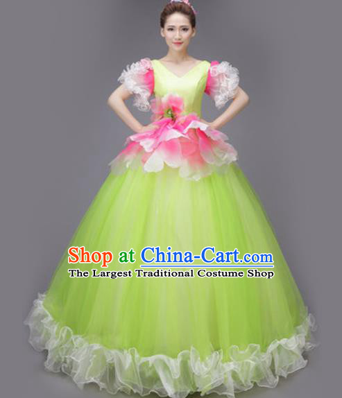 Professional Modern Dance Chorus Green Dress Opening Dance Stage Performance Costume for Women