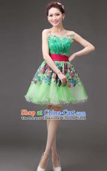 Professional Modern Dance Green Bubble Dress Opening Dance Stage Performance Costume for Women