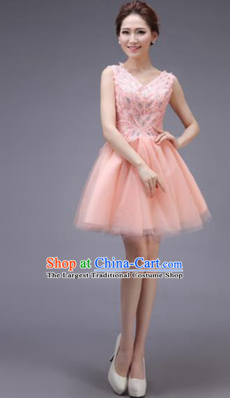 Professional Modern Dance Pink Bubble Dress Opening Dance Stage Performance Bridesmaid Costume for Women