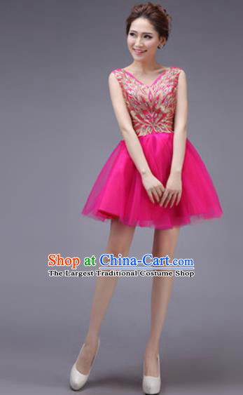 Professional Modern Dance Rosy Bubble Dress Opening Dance Stage Performance Bridesmaid Costume for Women