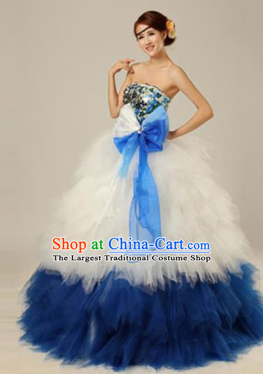 Top Grade Modern Dance Compere Costume Ballroom Waltz Stage Performance Chorus Dress for Women