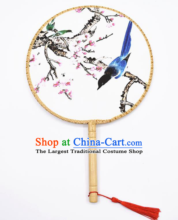 Chinese Ancient Palace Fans Handmade Traditional Printing Silk Round Fans for Women