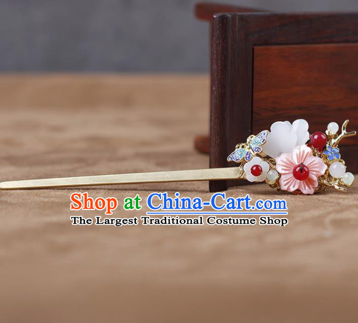 Chinese Ancient Hanfu Hair Accessories Traditional Cloisonne Butterfly Flowers Hairpins for Women