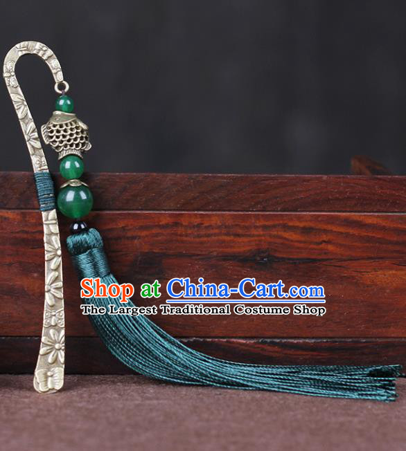 Chinese Ancient Accessories Traditional Green Tassel Bookmark