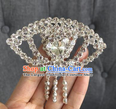 Chinese Traditional Peking Opera Diva Crystal Fanshaped Brooch Jewelry Accessories Ancient Princess Breastpin for Women