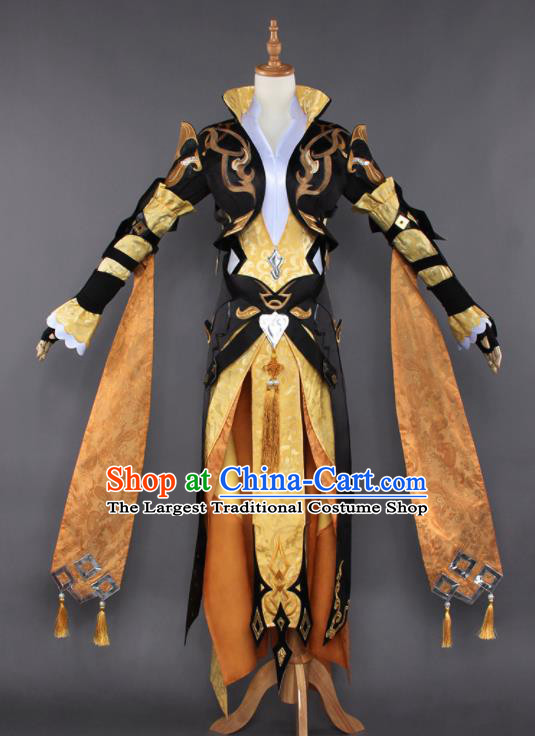 Chinese Traditional Cosplay Swordsman Black Costumes Ancient Female Knight Dress for Women