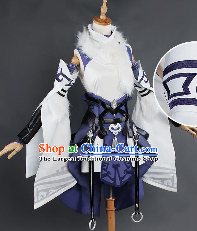 Top Grade Chinese Cosplay Costumes Ancient Swordswoman Purple Dress for Women