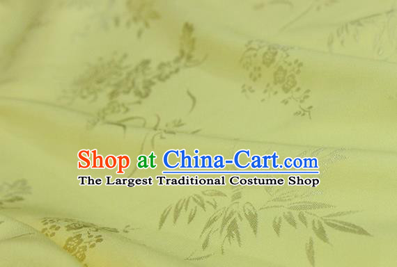 Asian Chinese Traditional Pattern Light Yellow Silk Fabric Ancient Hanfu Jacquard Brocade Fabric Drapery Material