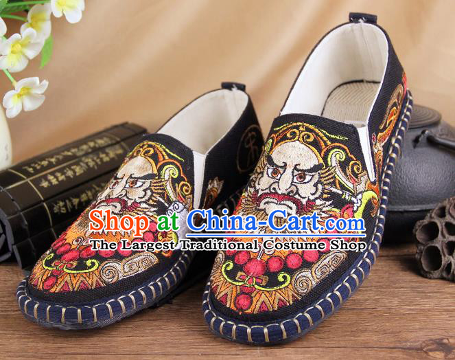 Chinese National Shoes Traditional Multi-layered Cloth Shoes Black Embroidered Shoes for Men