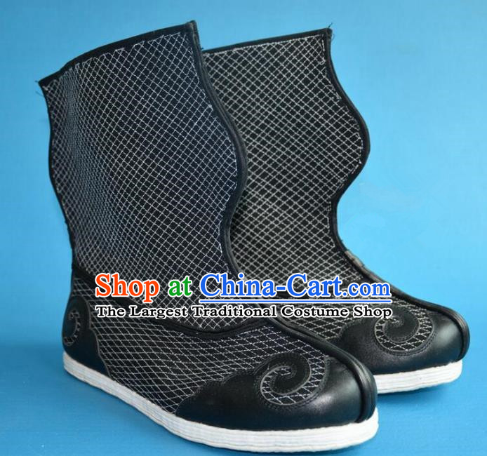 Chinese Traditional Beijing Opera Takefu Cloth Shoes Ancient Qing Dynasty Warrior Boots for Men