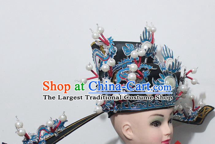 Chinese Traditional Peking Opera Prime Minister Black Hat Ancient Chancellor Headwear for Men