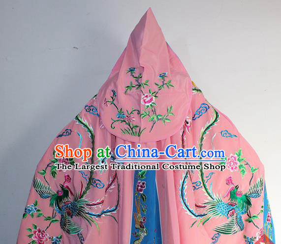 Chinese Traditional Peking Opera Diva Costumes Ancient Princess Embroidered Pink Cloak for Women