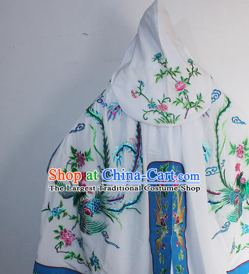 Chinese Traditional Peking Opera Diva Costumes Ancient Princess Embroidered White Cloak for Women