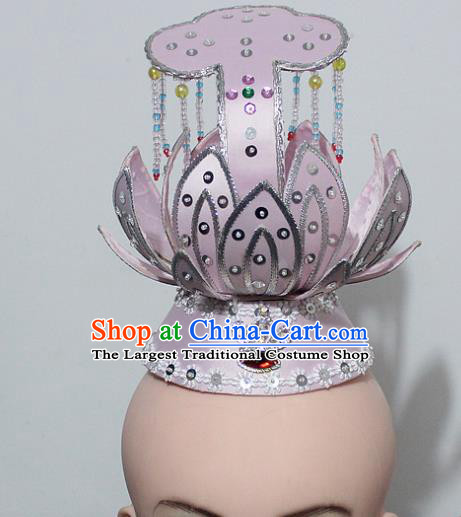 Chinese Traditional Peking Opera Hair Accessories Ancient Prince Pink Lotus Hair Crown Headwear for Men