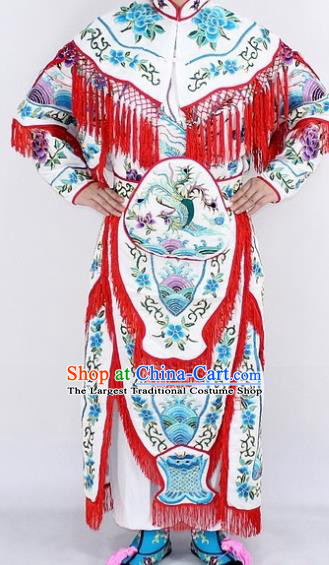 Chinese Traditional Peking Opera Young Lady Costumes Ancient Female General White Dress for Women