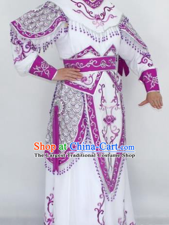 Chinese Traditional Peking Opera Purple Costumes Ancient Female General Clothing for Women