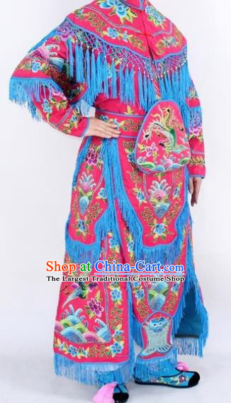 Chinese Traditional Peking Opera Rosy Costumes Ancient Female General Dress for Women