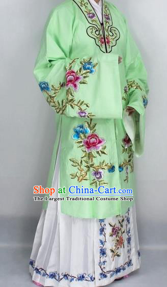 Chinese Traditional Peking Opera Nobility Lady Green Costumes Ancient Princess Embroidered Cloak for Women