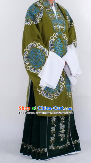 Chinese Traditional Peking Opera Pantaloon Costumes Ancient Landlord Shiva Green Cloak for Women