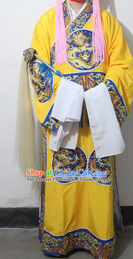 Chinese Traditional Peking Opera Court Eunuch Yellow Embroidered Robe Ancient Costumes for Men