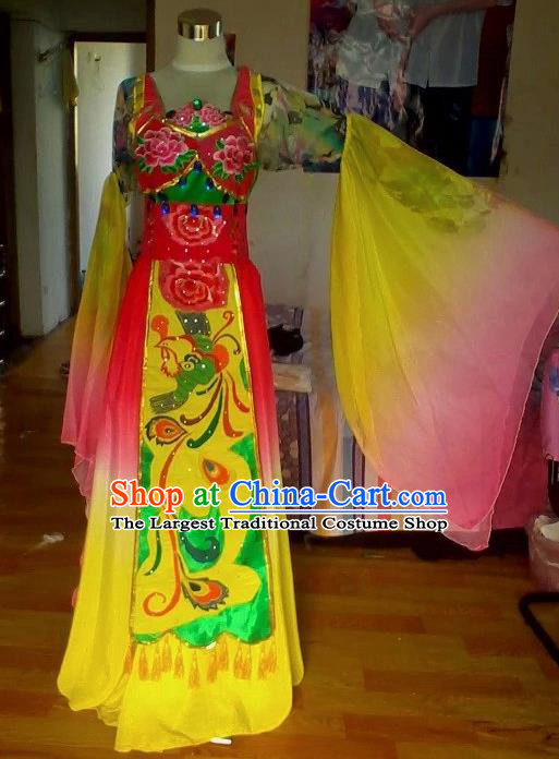 Traditional Chinese Classical Dance Embroidered Costumes Ancient Peri Princess Hanfu Dress for Women