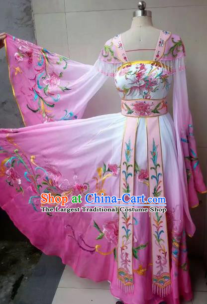 Chinese Traditional Tang Dynasty Embroidered Costume Ancient Imperial Consort Pink Hanfu Dress for Women