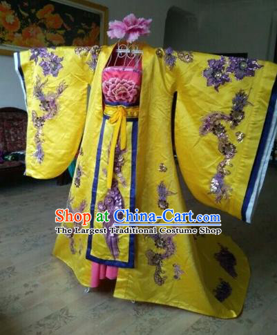 Traditional Chinese Tang Dynasty Imperial Consort Historical Costumes Ancient Embroidered Yellow Hanfu Dress for Women