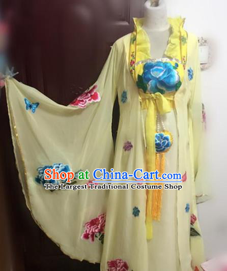 Traditional Chinese Ancient Embroidered Yellow Hanfu Dress Tang Dynasty Imperial Consort Historical Costumes for Women