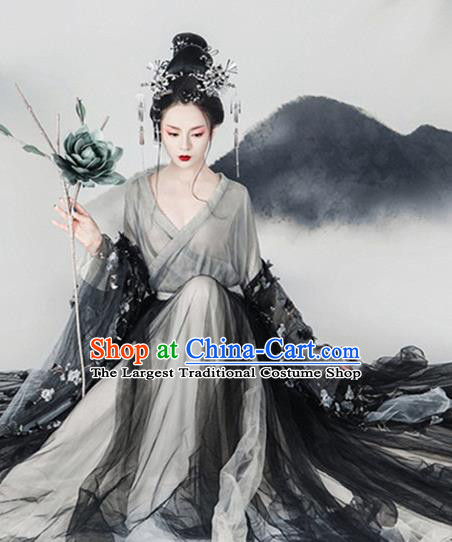 Traditional Chinese Tang Dynasty Imperial Consort Costumes Ancient Fairy Dress and Headpiece for Women